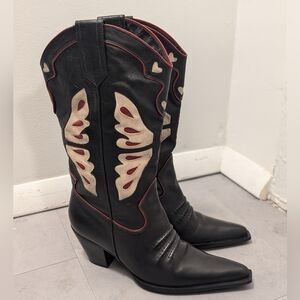 Vintage Nine West Butterfly Cowboy Boots p